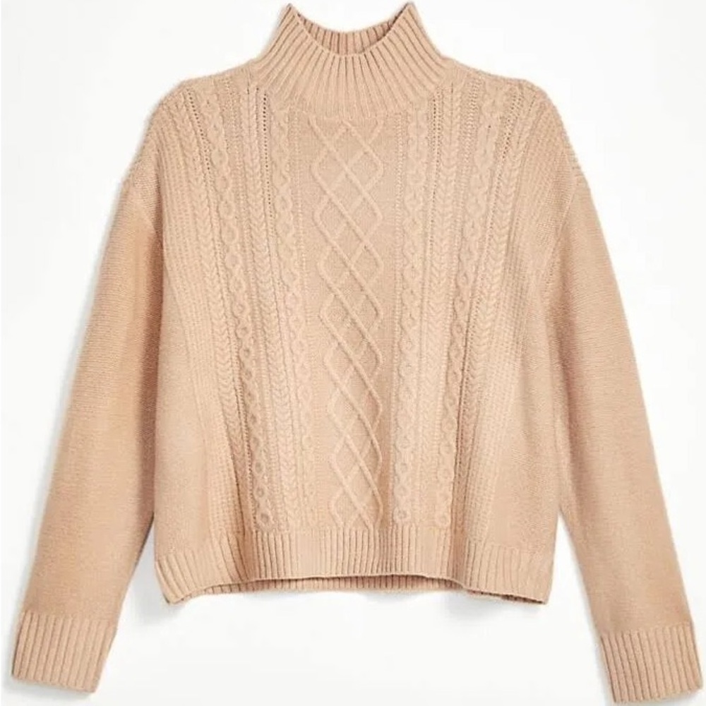 LOFT Cowl Neck Cable Knit Sweater